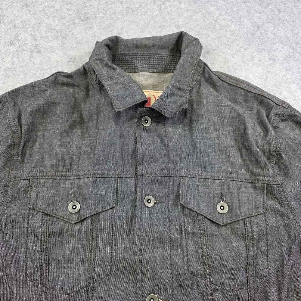 Gap (RED) Rigid Denim Jacket Mens Large Gray Cotton Button Front Trucker Unlined